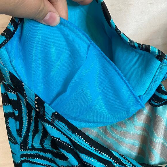 Ambrielle Blue & Black Zebra Print Tankini Size 40C - Picture 5 of 5